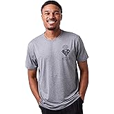 Bioworld Superman Higher and Higher Logo Men's Athletic Heather Crew Neck Short Sleeve Gym Performance Tee Shirt