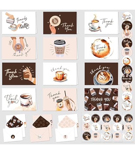 thumbnail image 2 of Thanks A Latte Appreciation Stickers - 40 Round Brown Coffee Thank You Labels 2 of 11