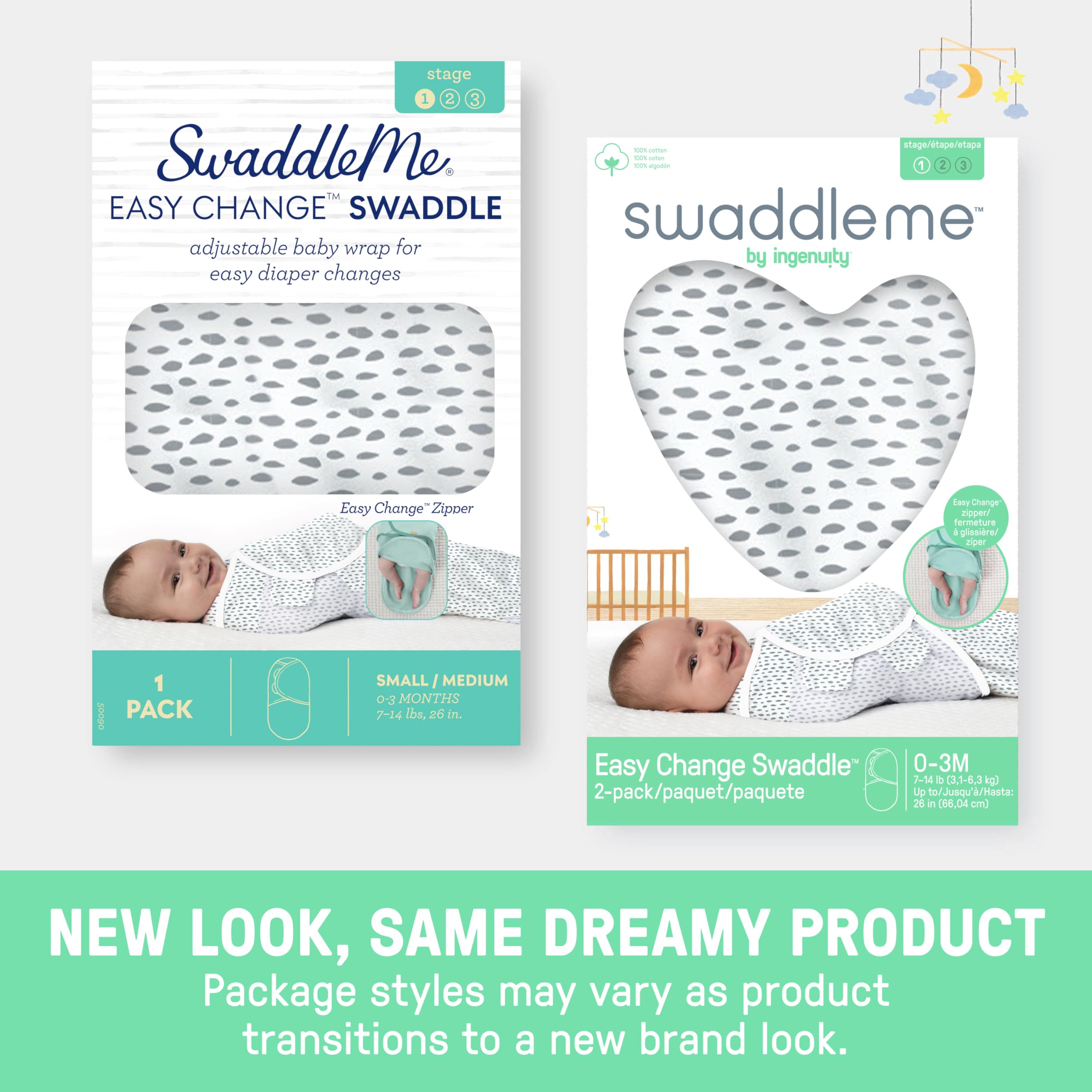 SwaddleMe by Ingenuity Easy Change Swaddle, Size Small/Medium, 03