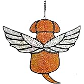 Velasyart Stained Glass Angel Rainbow Wing Memorial for Loss of Dog, Dog Bereavement Gift (Orange)
