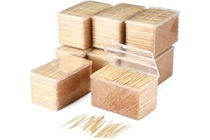 Jerify 12000 Pcs Bamboo Wooden Toothpicks Wood Round Double Sided Toothpicks with Clear Plastic Storage Box for Appetizers Food Barbecue Fruit Teeth Cleaning Party