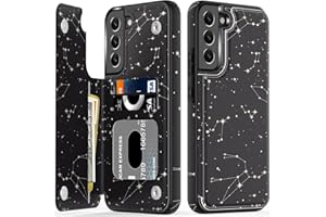 LETO Galaxy S23 Case,Luxury Flip Folio Leather Wallet Case Cover with Fashion Designs for Girls Women,Card Slots Kickstand,Protective Phone Case 6.1" Constellation