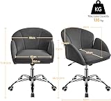 Yaheetech Velvet Desk Chair with Armrests Dark Gray Modern Swivel Office Chair view 3