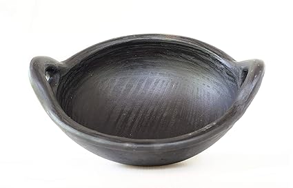 Craftsman India Online Black Pottery Clay Pots,(1Ltr_Deep Burned_Gas Stove & Microwave_Unglazed)