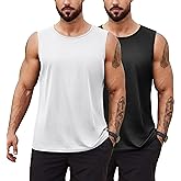COOFANDY Men's Tank Tops Quick Dry Gym Workout Athletic Sleeveless T Shirts Black/White