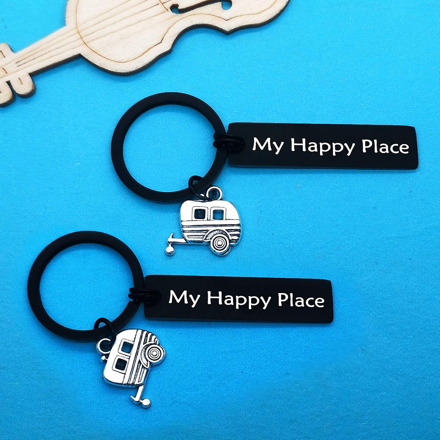 Camper Gifts Keyring My Happy Place Camper Keychain Set Happy Camper RV Keychain Unique Gifts for Women Men Camper Lover Trailer Outdoors Vacation Gifts - Image 5