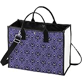 LEVLO Haunted Horror Makeup Bag - Spooky Purple Mansion Gift - Zipper Pouch Bag - Horror Ghost Merch