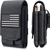 Molle Phone Pouch Tactical Phone Holster Universal Dual Cell Phone Holder Utility EDC Pouch with US Flag Patch
