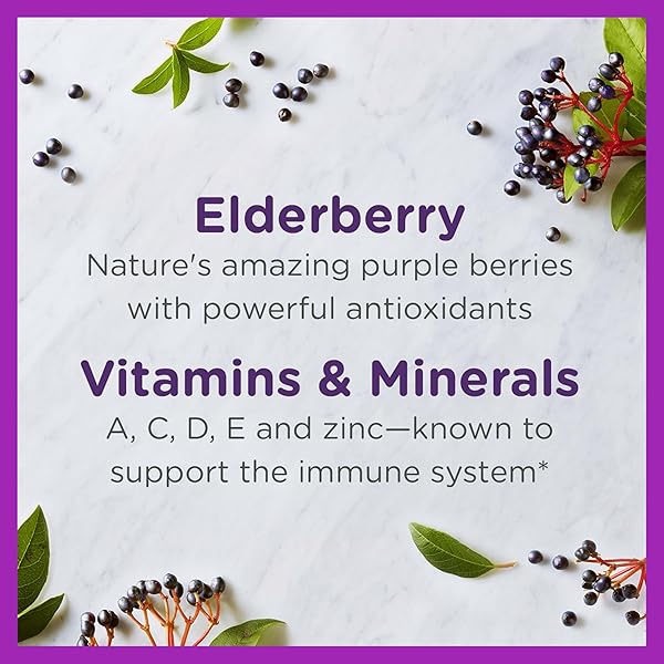 ZARBEE’S ELDERBERRY SYRUP FOR KIDS, DAILY IMMUNE SUPPORT WITH VITAMIN C & ZINC, CHILDRENS LIQUID SUPPLEMENT, NATURAL BERRY FLAVOR, 4 FL OZ