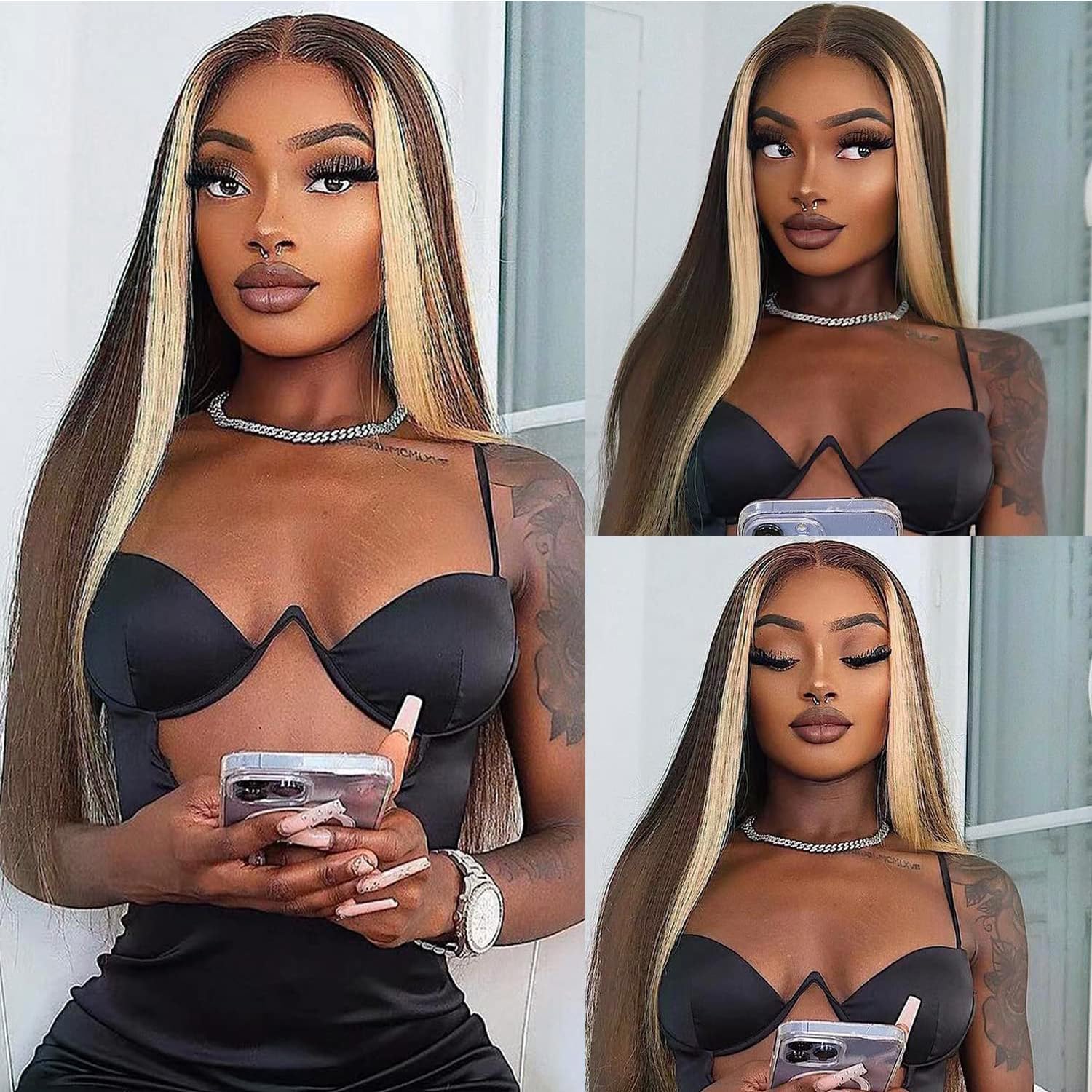 Joedir 13x4 Straight Lace Frontal Wigs for Black Women Synthetic Light Yaki Straight Glueless Wigs with Pre-plucked Baby Hairs, Free Parting, 30 Inch