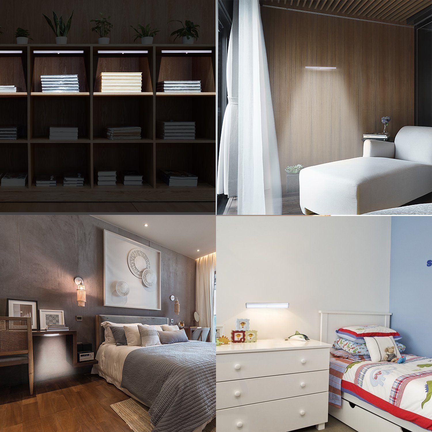 Lampe de Placard 22 LED Veilleuse LED avec Détecteur de Mouvement 3 Modes d’Eclairage Lampe d\'Armoire à Pile sans Fil USB Rechargeable pour Armoire Placard Meuble de Cuisine Escalier Miroir Lumière Chaud