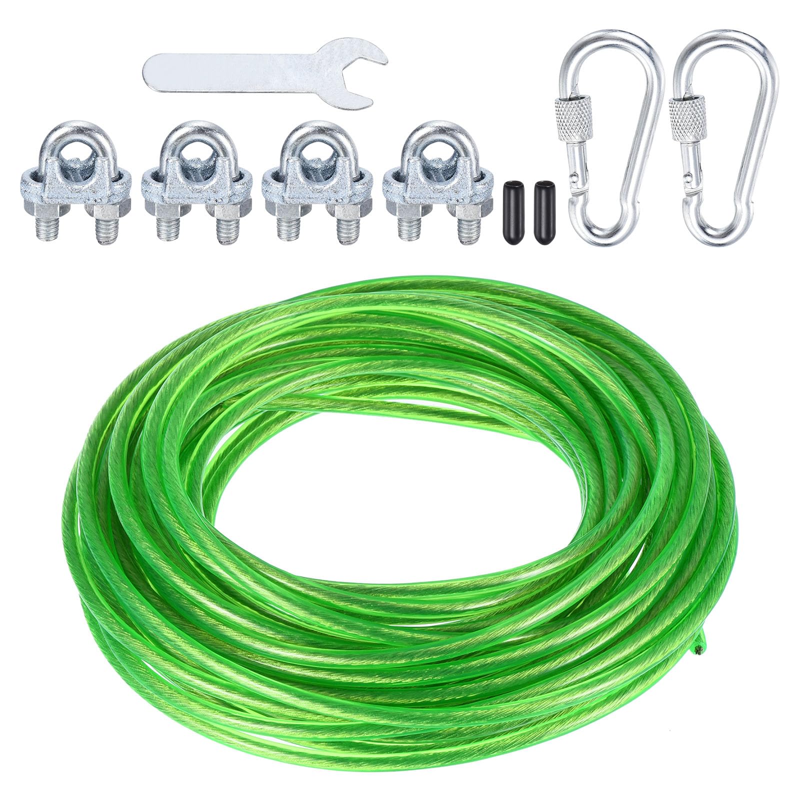 PATIKIL Plastic Coated Clothesline Kit, 1/4"x49ft Steel Core Clothes line Metal Cable & Wire Rope for Drying Clothes, Outside Hanging