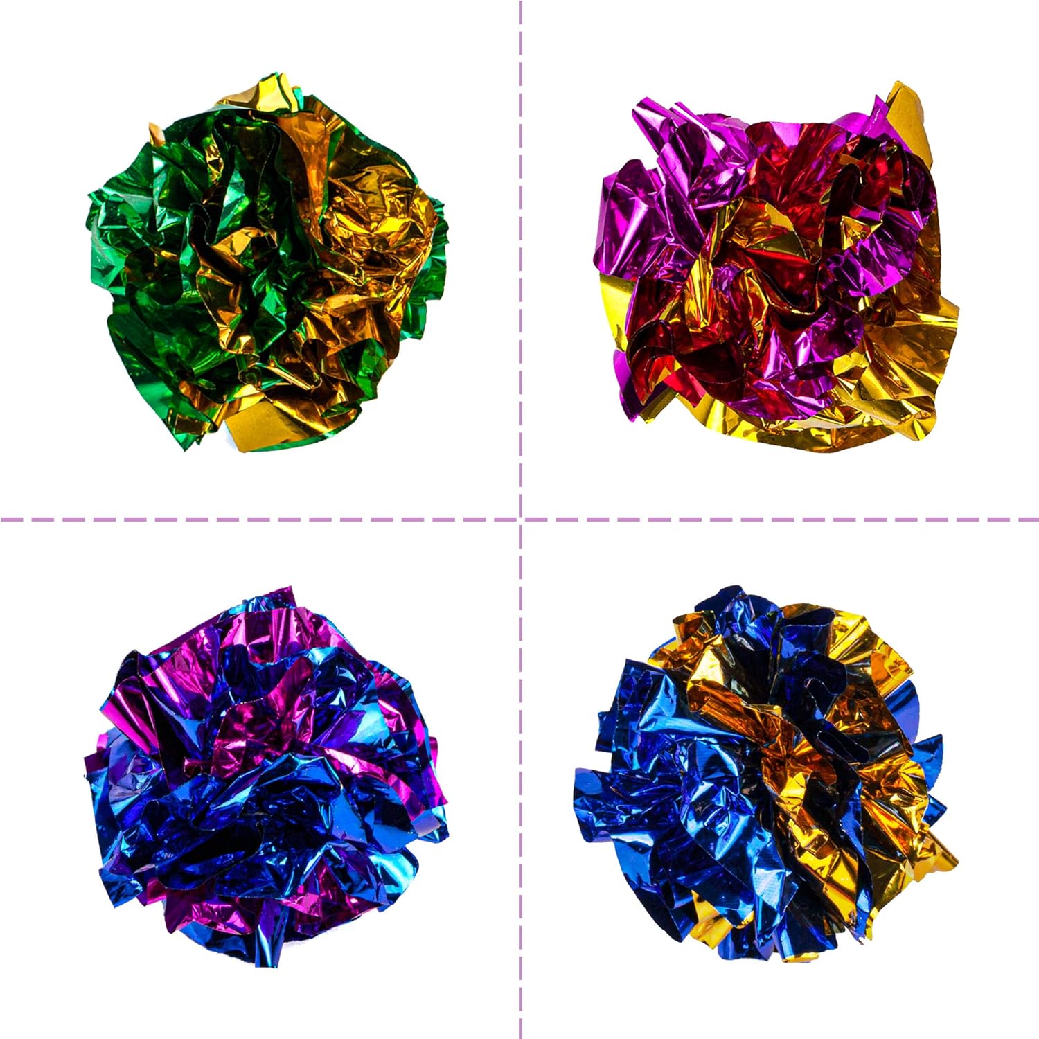 Chiwava 45PCS 1.6'' Mylar Balls Cat Toy Shiny Crinkle Ball Kitten Crackle Lightweight Play Assorted Color : Kitchen & Dining