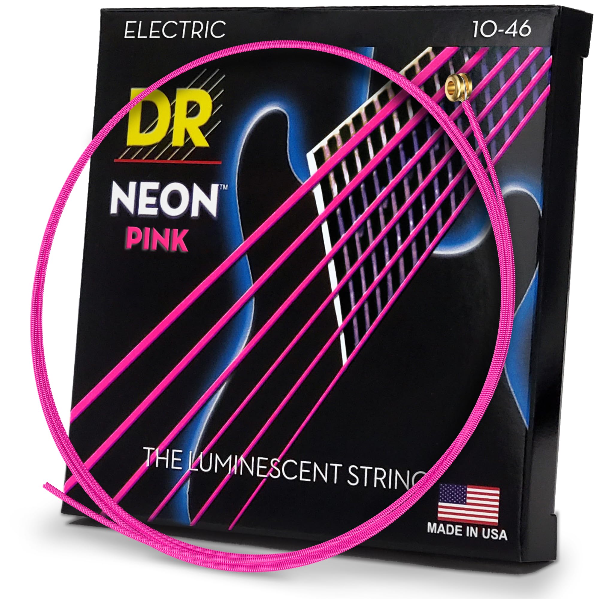 DR Strings Hi-Def Neon Pink Electric Medium NPE-10 Pink Coated 10-46