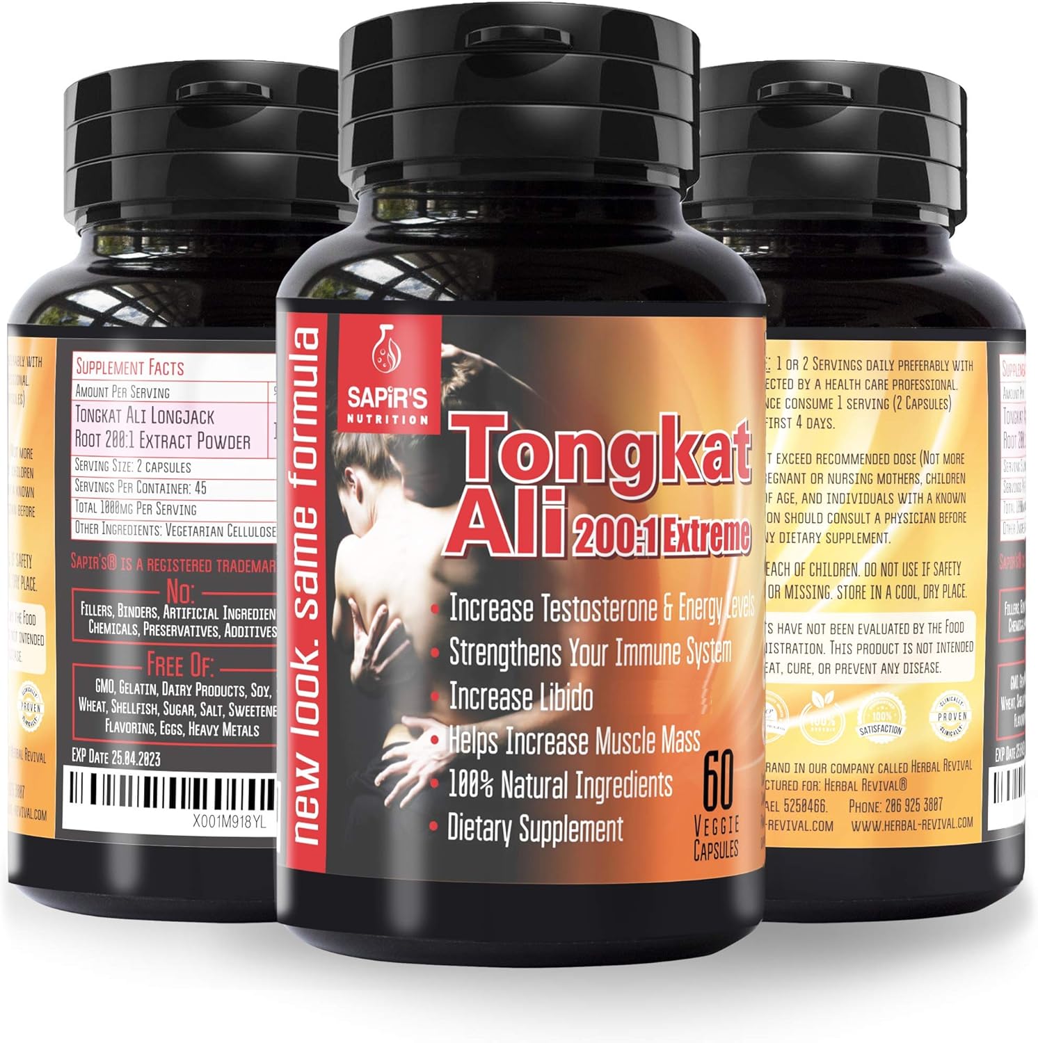 Amazon Com Tongkat Ali Extreme Longjack Extract 3000 Mg Maximum Strength Long Jack 200 1 Root Extract Testosterone Booster 60 Vegetarian Supplement Natural Stamina Booster Capsules Health Personal Care