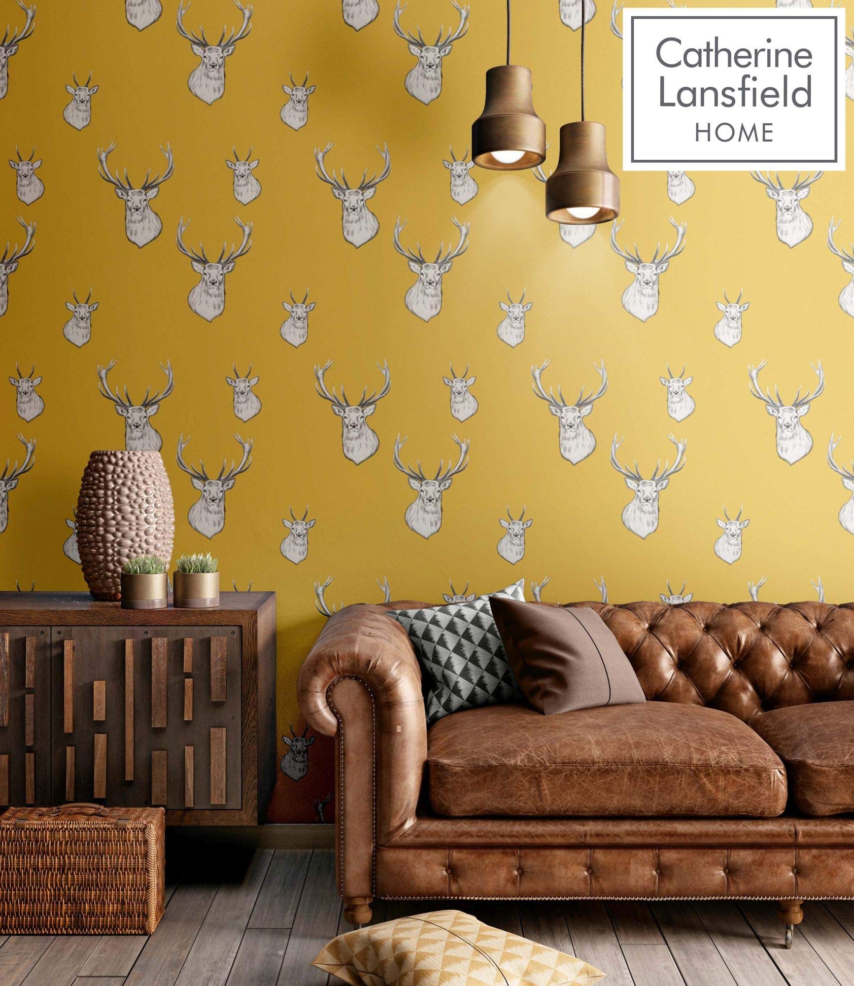 Stag Wallpaper Ochre