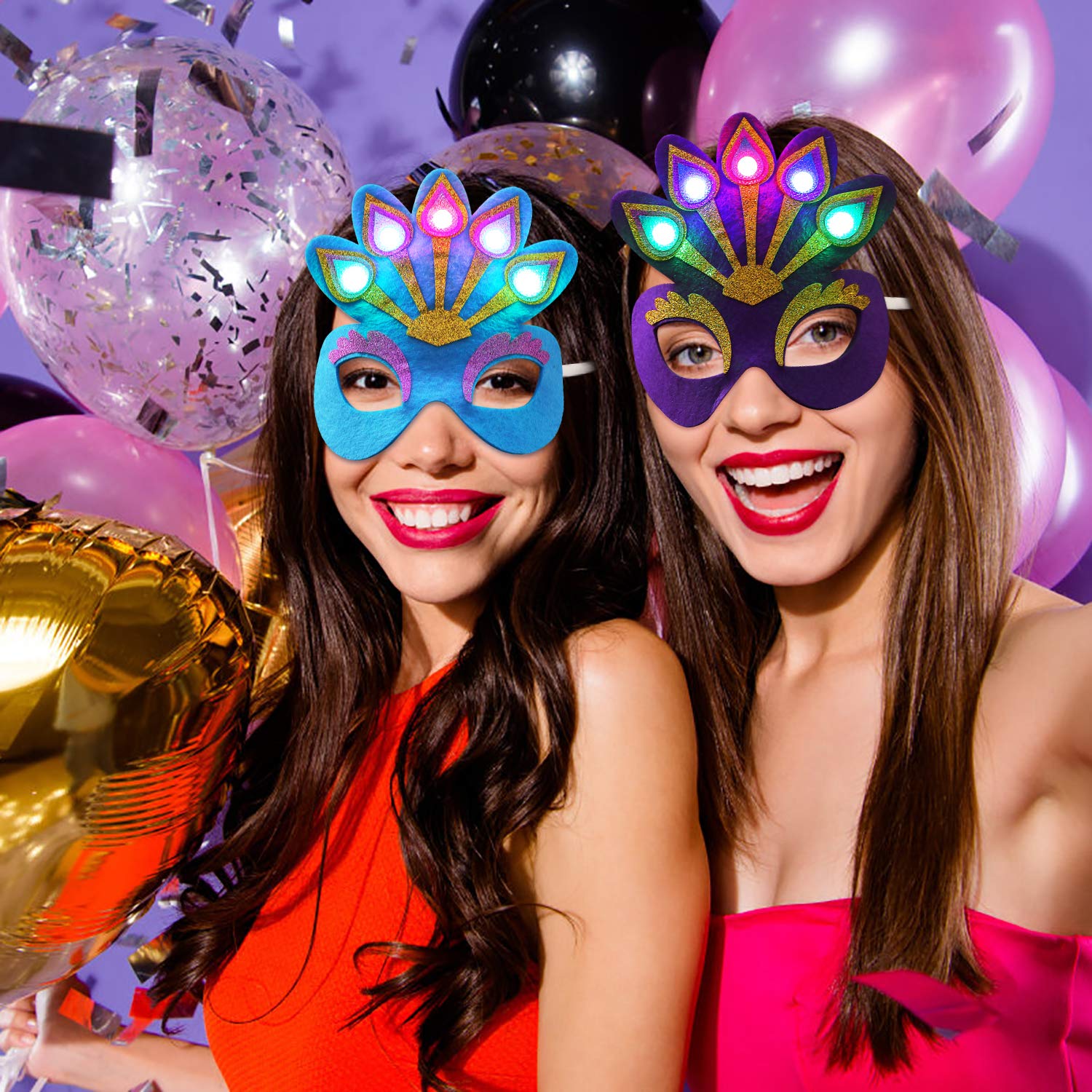 Halloween Party Mask, Fascigirl 8PCS LED Cartoon Eye Mask Unicorn Peacock Eye Mask for Kids Party Favors Costume Halloween Party Supplies for Adults Kids