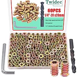 Twidec/60PCS 1/4"-20 Threaded Inserts for Wood