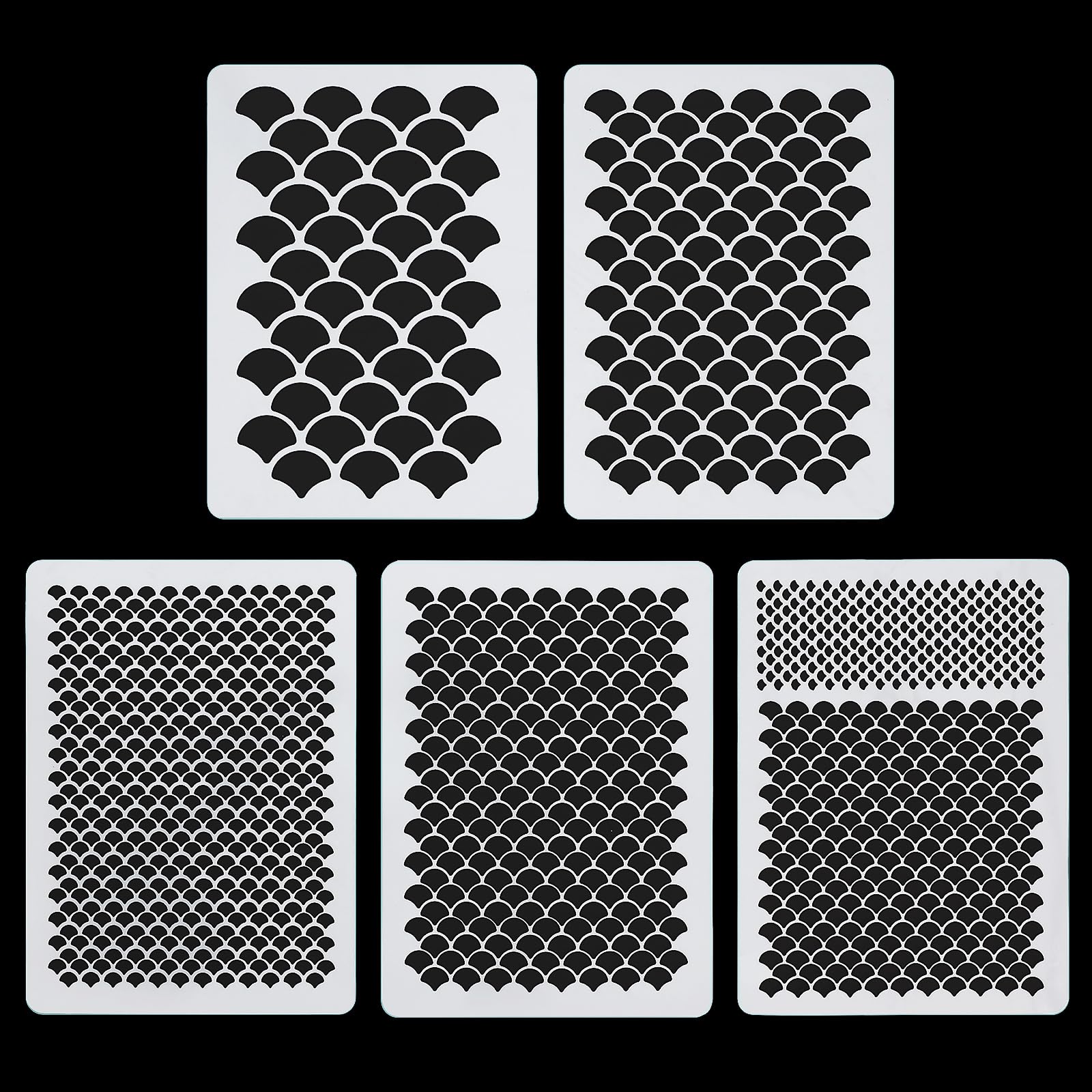 5 Pieces Fish Scale Stencil Set for Painting Makeup, Mermaid Scale