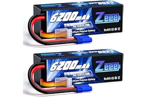 Zeee 4S Lipo Battery 6200mAh 14.8V 80C Hard Case Battery with EC5 Connector for Car Truck Tank RC Buggy Truggy Racing Hobby(2 Packs)