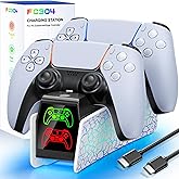 PS5 Controller Charging Station for Playsation 5 Dualsense/Edge, Dual PS5 Charging Station with LED Light, Controller Accessories P5 Charger Dock with Fast Charging Cable