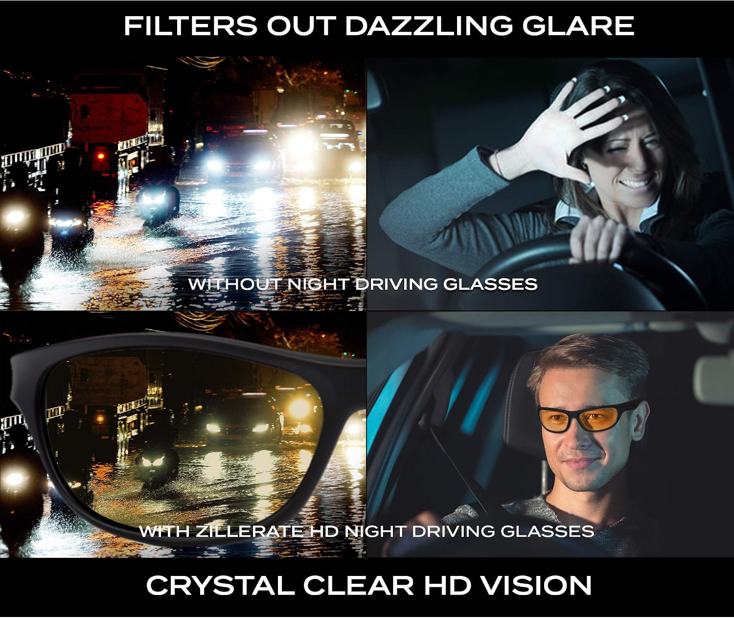 ZILLERATE Night Driving Glasses Anti Glare HD Night Vision Glasses for Driving TAC Polarised Lens, Yellow Tinted Sunglasses - Image 3
