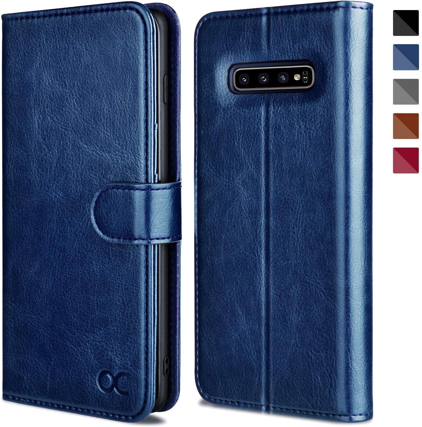 OCASE Samsung Galaxy S10 Case, Premium PU Leather Flip Wallet Case with [Card Slots] [Kickstand] [Magnetic Closure] For Samsung Galaxy S10 Devices - Blue