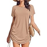 AI'MAGE Bathing Suit Cover Ups for Women Bikini Swimsuit Coverup Casual Loose Beach Shirt Dress with Drawstring S-XXL
