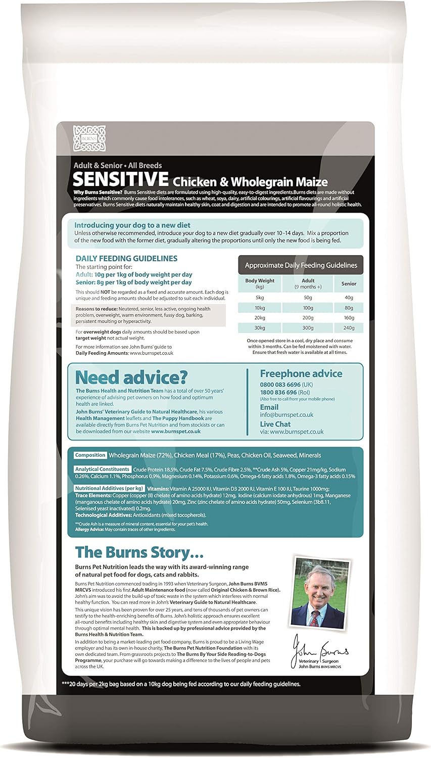 Burns Pet Nutrition Hypoallergenic Complete Dry Dog Food Adult and Senior Dog Sensitive with Chicken 6 kg - Image 3