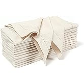 Hausattire Cloth Dinner Napkin Flax Fall Hemstitched Mitered Corner 20x20 Inch Natural Easter Basket Decor Soft Durable Table Linen Napkins Ideal for Halloween,Cocktail Parties