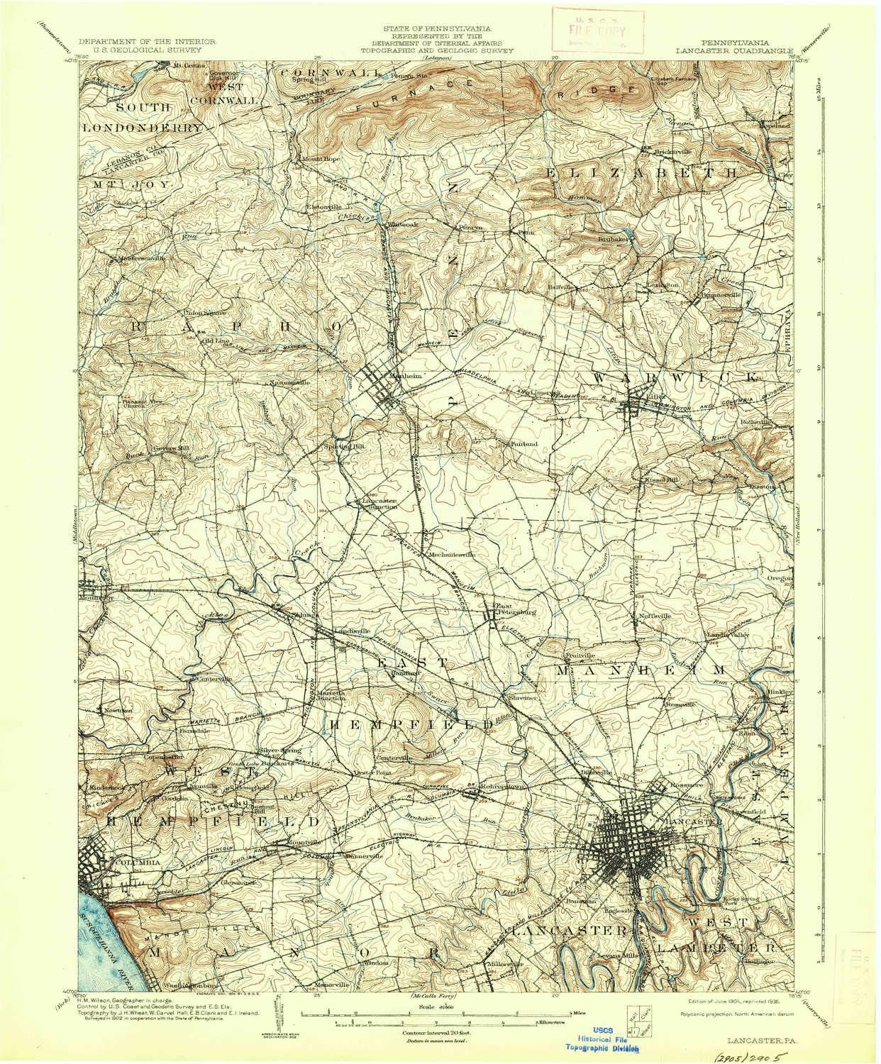 YellowMaps Lancaster PA topo map, 162500 Scale, 15 X 15