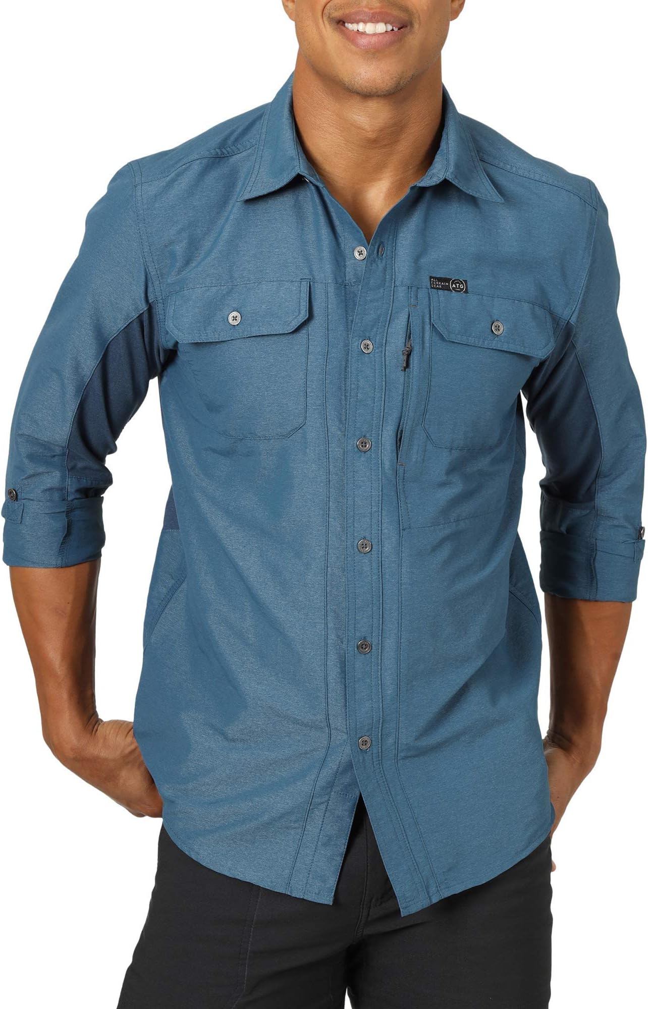 Men's Long Sleeve Mixed Material Shirt