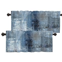 Batmerry Blue Abstract Grey Valance Curtains, Grey