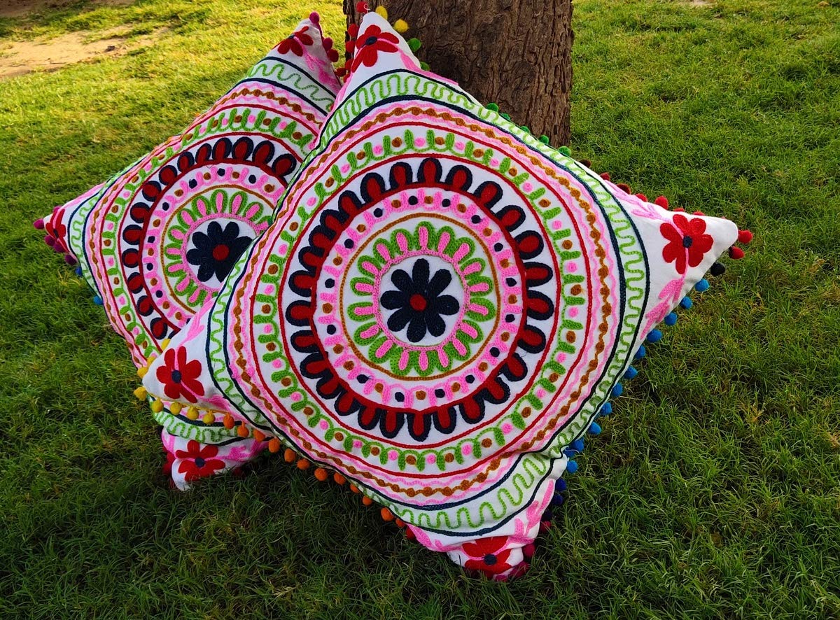 Handicraftofpinkcity 2 Piece Squire 16x16 Embroidery Suzani