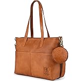 BERLINER BAGS Vintage Genuine Leather Handbag Julia, Large Tote Bags for Women, Computer Bag for Laptop, Work Bag - Brown | Vintage, Genuine Leather, Large, Computer Bag, for Laptop, Work Bag