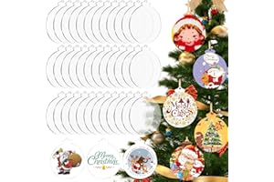 3 Inches Clear Acrylic Ornament Blanks, Acejoz 36Pcs Blank Acrylic Ornaments for Christmas Ornament Blanks with Hole for Vinyl Projects(Style B)