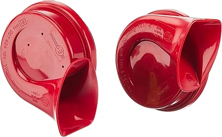 Amazon ドイツ Hella ヘラー社製 レッド ツイン トーン スネイル タイプ ホーン Red Twin Tone Horn カラー レッド 内容 高音 低音 2p セット 車検対応 Hella ヘラー社は Benz Bmw等の欧州車自動車メーカーへ純正 Oem パーツを供給している