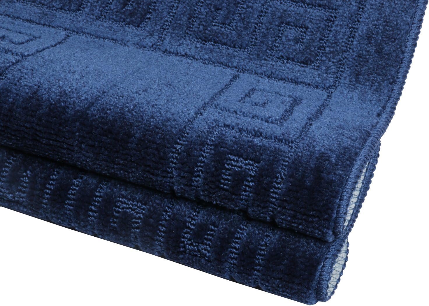 Pauwer Bath Rug Sets 3 Piece for Bathroom Non Slip Bath Mat Set Washable Bath Rug Set Pattern 28.4"x17.7"/Contour Mat 17.7"x17.7"/ Lid Cover (Navy): Kitchen & Dining