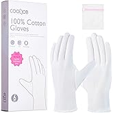 COOLJOB 100% Cotton Gloves, 6 Pairs White Cotton Gloves for Dry Hands Moisturizing &amp; Eczema, Overnight Lotion, Sleep &amp; Spa Treatment for Women &amp; Men, Breathable Work Glove Liners, Medium Size