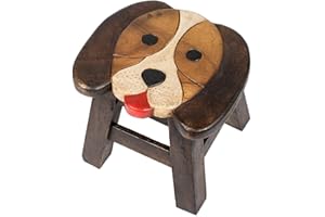 Sea Island Imports, Inc. Puppy Dog Hand-Carved Acacia Hardwood 11 inch Decorative Animal Foot Rest Step Stool