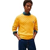 Tommy Hilfiger Mens Crest Cable Knit Crewneck Sweater Lightweight Pullover
