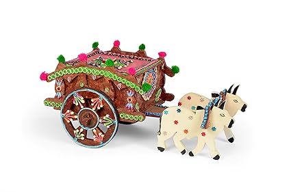Ansh Artism Cow Cart Dry Fruit Box with wheel MDF Wood Spice Box/Masala Box/Dry Fruits Container
