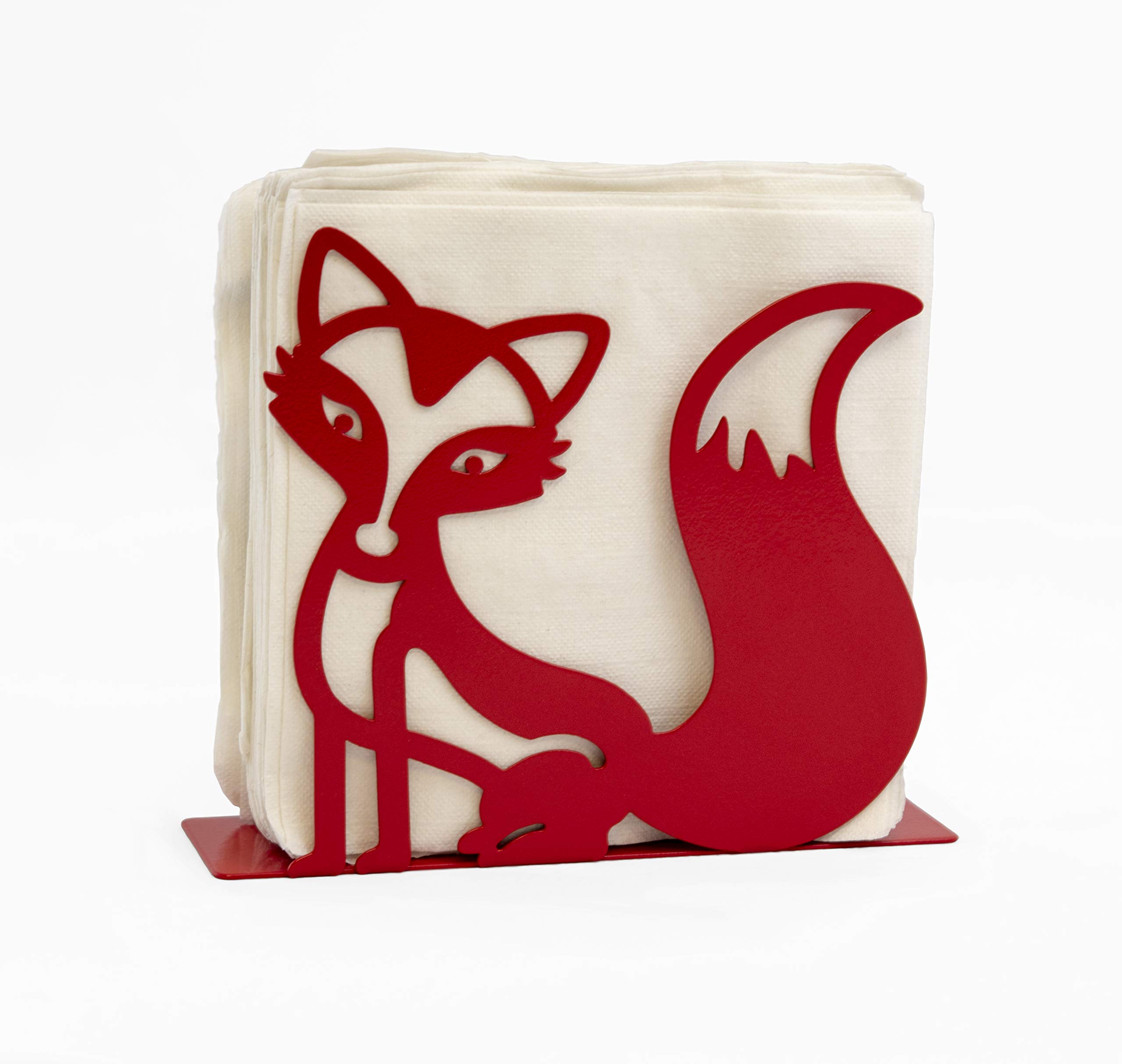 Mango Steam Tabletop Napkin/Tissue & Letter Holder for Home, Kitchen, Restaurants (Fox, Red)