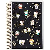 Erin Condren A5 Spiral Bound Lined Notebook - Special Edition, Hello Kitty Zodiac Laminate Metallic Cover, 160 Lined Pages Of 80 Lb, Mohawk Paper, Sticker Sheet Included