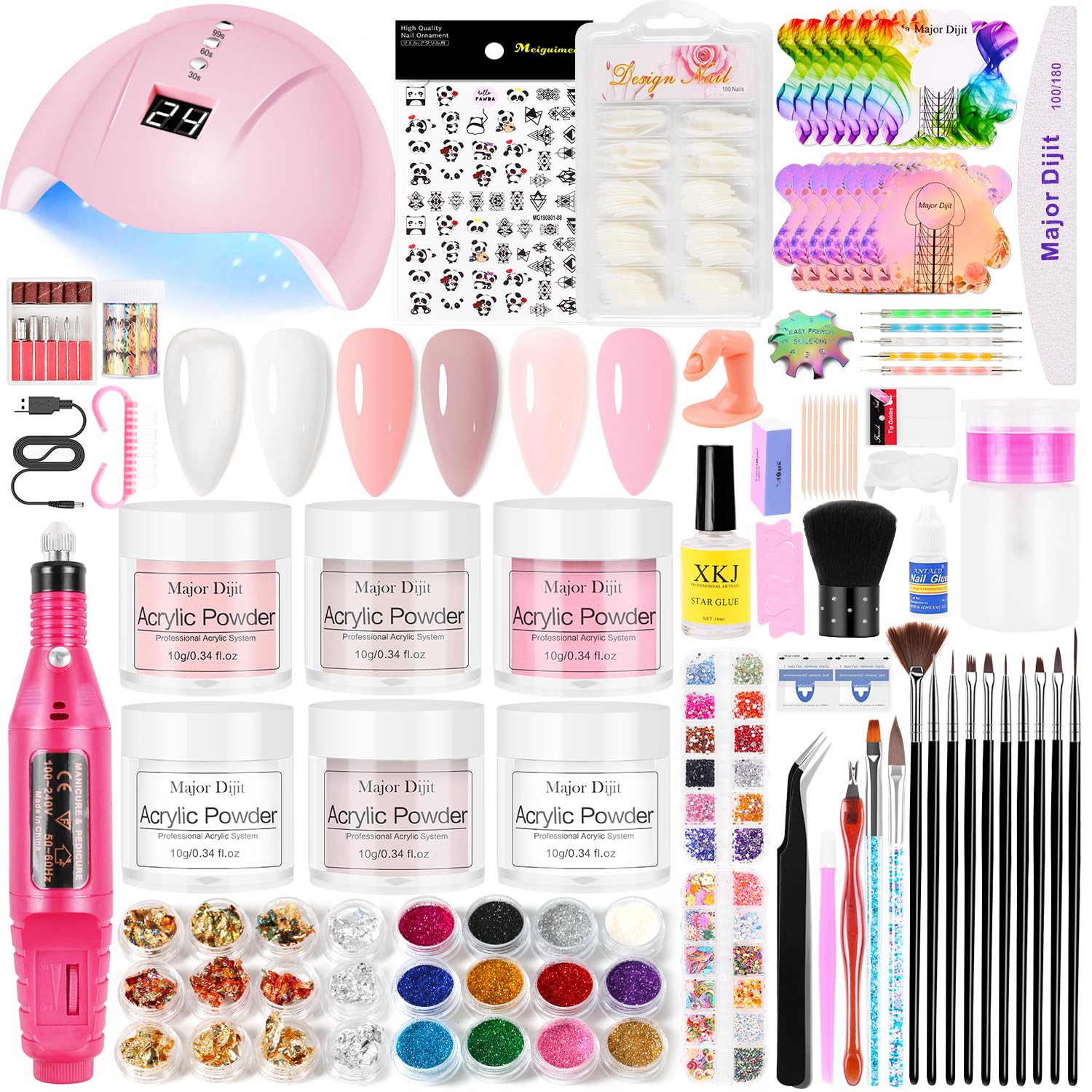 Acrylic Nail Kit Set Electric Drill Manicure Dryer Lamp Acrylic Nail 3D Art Manicure Supplies for beginners with everything