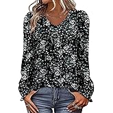 BETTE BOUTIK Womens Long Sleeve Tunic Tops Fall V Neck T-Shirts Blouses Casual Fashion Shirts