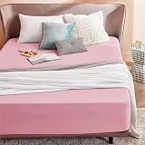 Bedsure Double Fitted Sheet Deep 16in Pocket 135x190 Pink Microfiber view 2