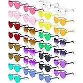 Weewooday 30 Pairs Heart Shaped Sunglasses Valentines Transparent Heart Rimless Glasses for Valentines Gifts Party Favors