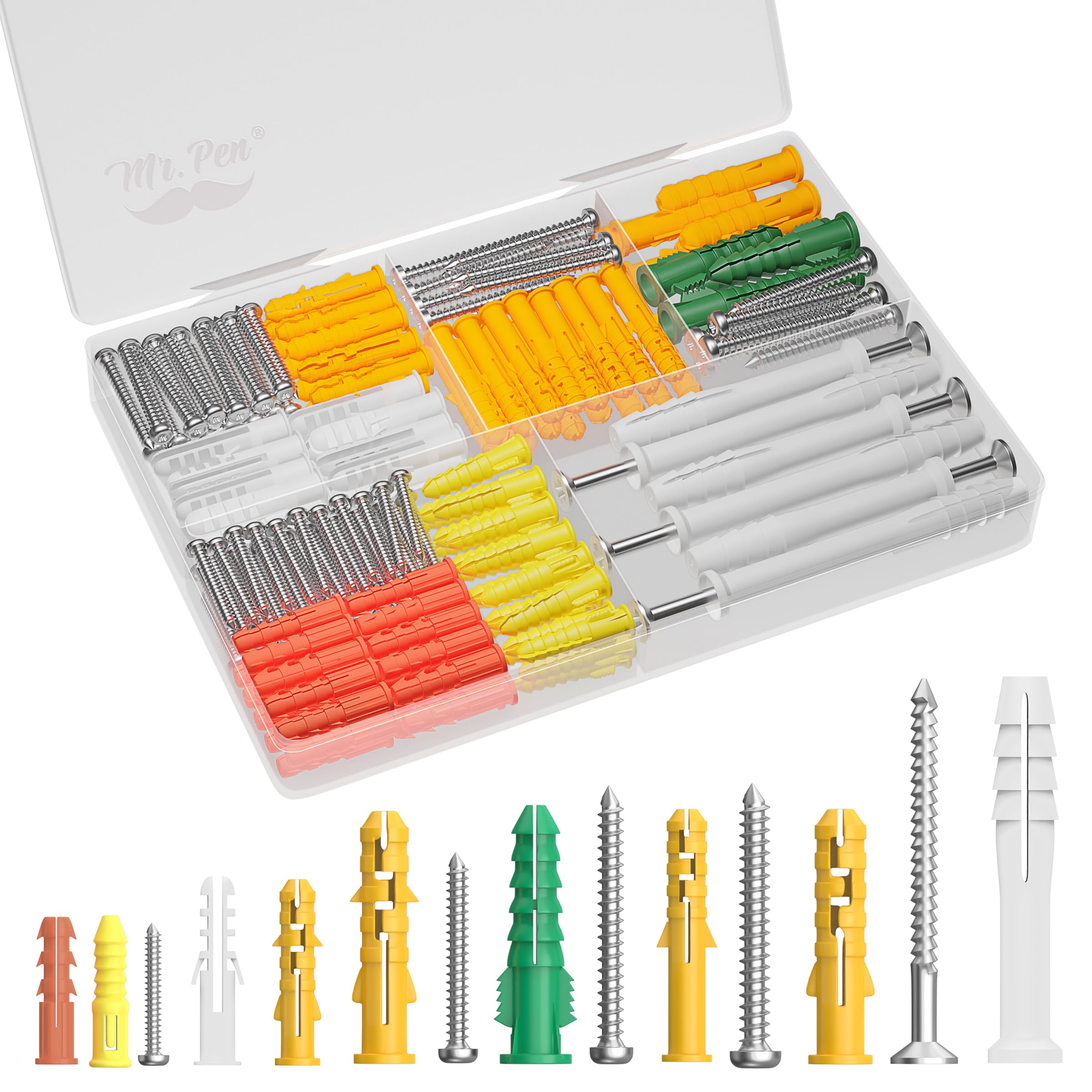 Photo 1 of Mr. Pen- Wall Anchors and Screws for Drywall, 190 pcs, Assortment Kit, Dry Wall Anchors and Screws Kit, Drywall Anchors and Screws Kit, Drywall Screws and Anchors, Wall Anchors for Drywall