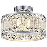 YURNYQ Crystal Ceiling Light Fixture, Modern Semi